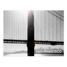 Carte postale de golden gate bridge (noir et blanc