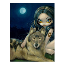 Carte postale "de lune de loup"