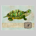 Carte postale de monogramme de tortue de jade cartes postales