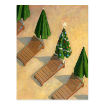 Carte postale de Noël de chaises de plage