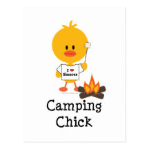 Carte postale de poussin de camping