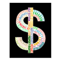 Carte postale de symbole dollar