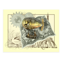 Carte postale dirigeable de visite d'air de Steamp