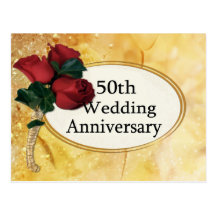 Carte postale d'or de 50 anniversaires