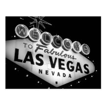 Carte postale du signe B&W de Vegas