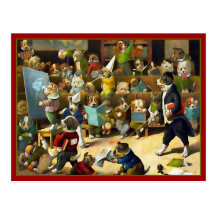 Carte postale : "École de chien" par Louis Wain