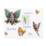Carte postale fée luciole papillon fée postcards