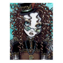 Carte postale féerique punk d'art de vapeur de "Lu