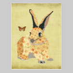 Carte postale florale minable de lapin cartes postales