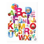 carte postale folle d'alphabet de bande dessinée