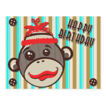 Carte postale heureuse de jour de chapeau du singe