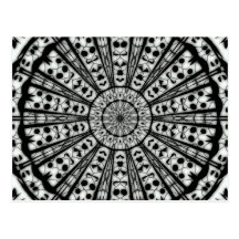Carte postale kaléidoscope dentelle monochrome