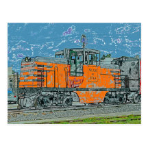 Carte postale locomotive orange