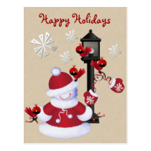 Carte postale mignonne de bonhomme de neige