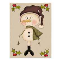 Carte postale mignonne de bonhomme de neige