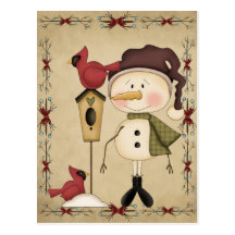 Carte postale mignonne de bonhomme de neige