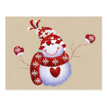 Carte postale mignonne de bonhomme de neige