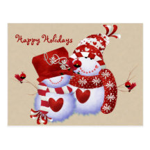 Carte postale mignonne de bonhomme de neige