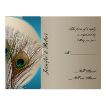 Carte postale moderne de la plume RSVP de paon d'A