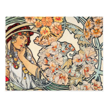 Carte postale : Mucha - langue des fleurs