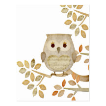 Carte postale musicale de hibou d'arbre
