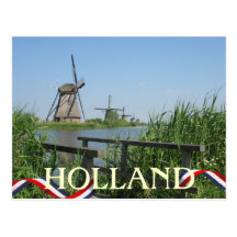 Carte postale néerlandaise de moulins à vent