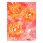 Carte postale orange rêveuse de roses