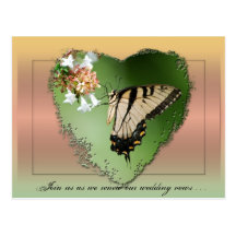 Carte postale/papillon et coeur de renouvellement 