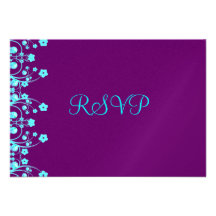 Carte postale pourpre de la turquoise RSVP d'Allis Faire-parts
