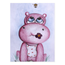 Carte postale rose d'hippopotame
