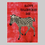Carte postale rouge de jour de Valentines de zèbre cartes postales