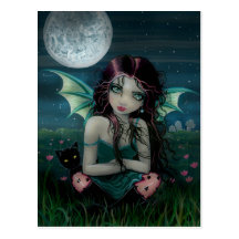 Carte postale sinistre douce de fée de vampire