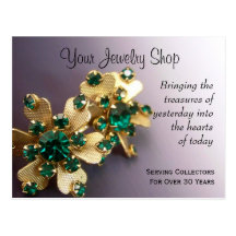 Carte postale verte de vente de bijoux de fausses 