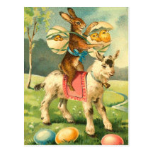 Carte postale vintage de lapin de Pâques