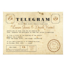 Carte postale vintage d'invitation de télégramme