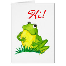 Carte pour notes de grenouille verte à dire 'salut