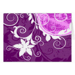 Carte pour notes pourpre de silhouette de fleur