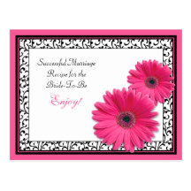 Carte rose de recette de Gerber pour un mariage ré Cartes Postales