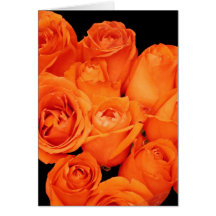 Carte, roses oranges, verticaux