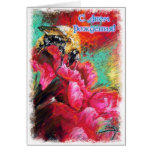 Carte russe de joyeux anniversaire avec un bourdon