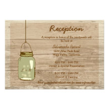 Carte rustique en bois de réception de pot de maço invitations