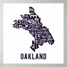 Carte typographique d'Oakland Posters