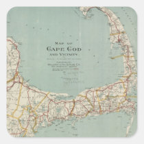 Carte vintage de Cape Cod (1917) autocollants