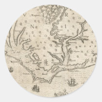 Carte vintage de la Caroline du Nord côtière (1590 autocollants