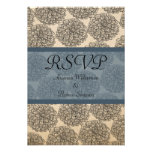 Carte vintage de réponse de Zinnia, bleue Bristols