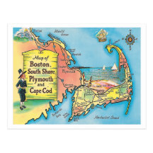 Carte vintage de villes du Massachusetts Carte Postale