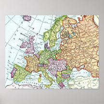 Carte vintage des pastels colorés de l'Europe Posters