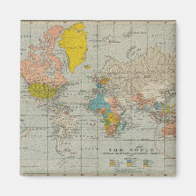 Carte vintage du monde aimant pour réfrigérateur