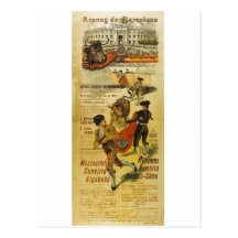 Cartel Toros Barcelona - Bullfighting Matador Postcard