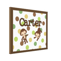 CARTER Personalized Monkey Wall Art Name Canvas Stretched Canvas Print